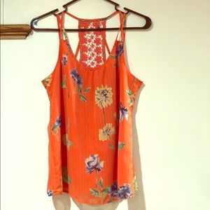 Peach floral tank top